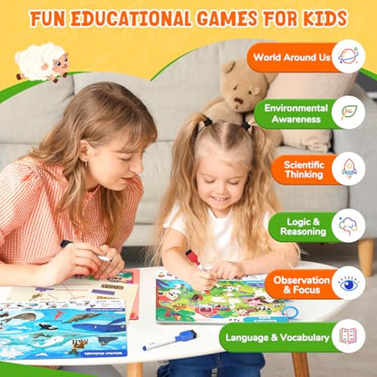 JoyCat Seek & Find Game Book - Animal Preschool Learning Activity for Toddlers & Kids, Travel Activities Toys for Road Trip Car Airplane, Christmas Toys, Educational Gifts for Boys Girls Ages 3-5 - style: 4. Seek & Find Animals