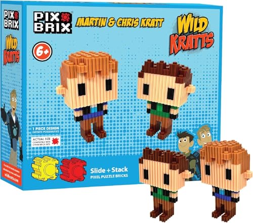 Pix Brix - Wild Kratts Toy Pixel Art Kit - Kratt Brothers Figures, 329 Pieces - Patented Slide + Stack Pixel Puzzle Building Bricks, Create Martin & Chris Figures - Stem Toys, Ages 6 Plus - style: Martin & Chris Kratt