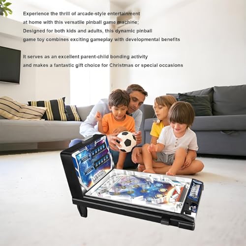 Retro Arcade Electronic Tabletop Pinball Machine - Desktop Ball Shooting Game with Vibrating Bumpers, LED Lights Sound Effects | Portable Mini Pinball | Gift for Ages 4+