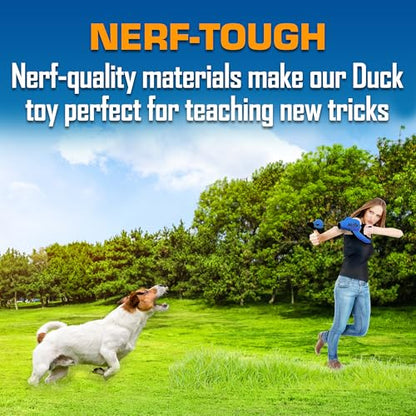 Nerf Dog Large Nylon Launching Duck with Interactive Design, Blue (3473), for All Breed Sizes - color: Blue
