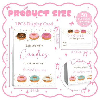 Donut Party Decorations,Pink Donut Guess How Many Baby Shower Game,Donuts Birthday Party Decorations,Guess How Many Candy Are In The Bottle, Party Game & Activities 50 Cards And Sign - size: Donut