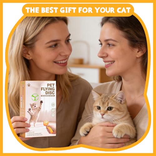 Cat Fetch Toy, Rechargeable Flying Disc Launcher Toy with 6 Flying Discs, Cat Toy Launcher, Flying Bird Cat Toy, Cat Interactive Toys for Outdoor and Indoor (Yellow) - color: Yellow