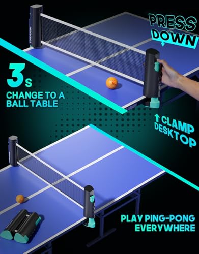Professional Ping Pong Paddles Set of 2/4 with Table Tennis Rackets and 3 Star Balls, Portable Ping Pong Table Net with Clamps for Any Table, Home/Outdoor Games - color: Black+Gray