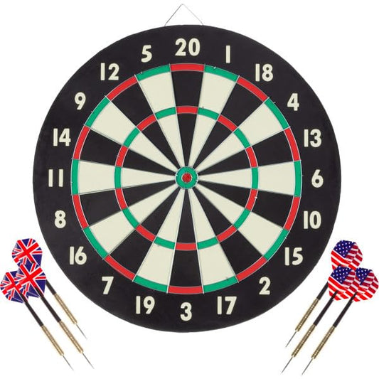 Dart Board – Tournament Sized Indoor Hanging Number Target Game for Steel Tip Darts – Dartboard with Mounting Hardware by Hey Play - size: 18"