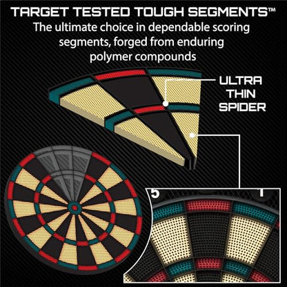 Fat Cat by GLD Products 727 Electronic Dartboard Value Size Over 15 Games and 132 Options Auto-Scoring Compact Display with Missed-Dart Throw Catch Ring Soft Tip Darts and Extra Points Battery