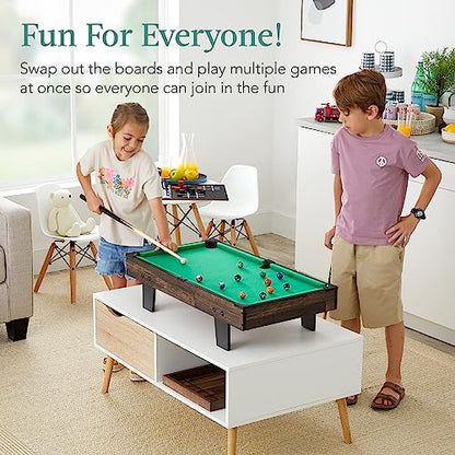Best Choice Products Multi-Game Table Series – Interactive Game Tables for Kids with Foosball, Air Hockey, Billiards, Ping Pong & More | Childrens - color: 11-in-1 Dark Wood