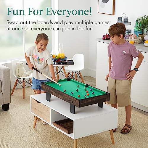 Best Choice Products Multi-Game Table Series – Interactive Game Tables for Kids with Foosball, Air Hockey, Billiards, Ping Pong & More | Childrens - color: 11-in-1 Dark Wood