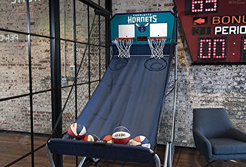 Pop-A-Shot - Home Dual Shot Arcade Basketball Game with NBA Graphics l Sensor Scoring l 16 Game Modes l 7 Balls l Foldable Storage l for All NBA Fans - style: Charlotte Hornets