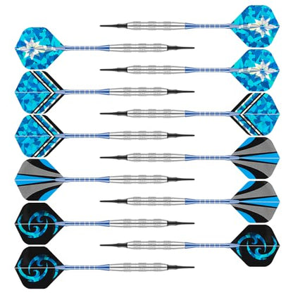 Soft Tip Darts Set 12 Pack 18 Grams Darts Soft Tip Set Professional Darts Bar Dart Plastic Tip Darts Set for Dartboard