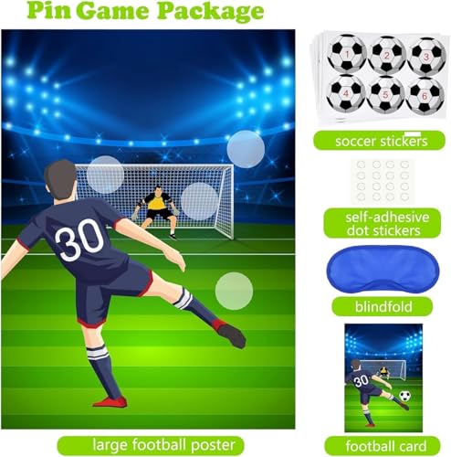 PLULON Soccer Party Games for Kids Pin The Soccer on The Goal Birthday Party Games Football Poster with Soccer Ball Stickers for Soccer Birthday Party Supplies Classroom Family Activities - style: Soccer