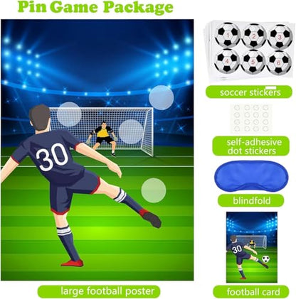 PLULON Soccer Party Games for Kids Pin The Soccer on The Goal Birthday Party Games Football Poster with Soccer Ball Stickers for Soccer Birthday Party Supplies Classroom Family Activities - style: Soccer