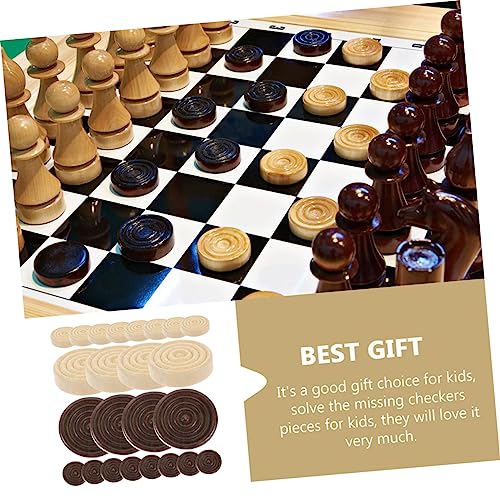 Yardwe 24pcs Wooden Checkers Game Pieces Set Replacement Accessories for Board Games Universal for Outdoor Fun