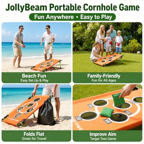 2026 Upgraded Arcade Style Cornhole Board with 8 Bean Bags|3x2 FT Regulation Corn Hole Games|15+ Multi-Games| Durable All-Weather Fabric for Outdoor Fun Camping Travel Beach Yard Backyard Lawn