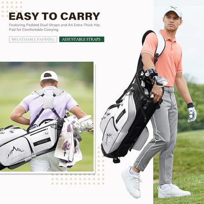 uniHimal Lightweight 7-Way Golf Stand Bag for Men & Women | Carry Bag, Multiple Pockets, Dual Straps - color: white