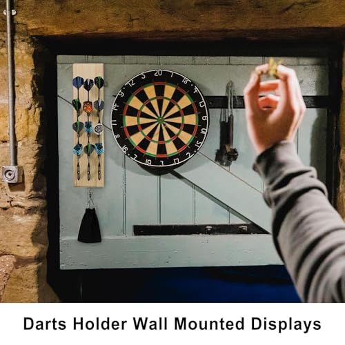 Dart Holder Wall Mount, Multifunctional Dart Wall Display, Wooden Holder for 12 Tip Darts, Suitable for Game Room, Home Bar Decor