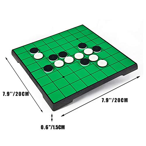 Mini Reversi (Othello) Board Game Set -7.9”, Magnetic Travel Folding Board Game, Family Fun Game/Gift for Kids (Mini Rounded Corner Style) - style: Mini Rounded Corner Style