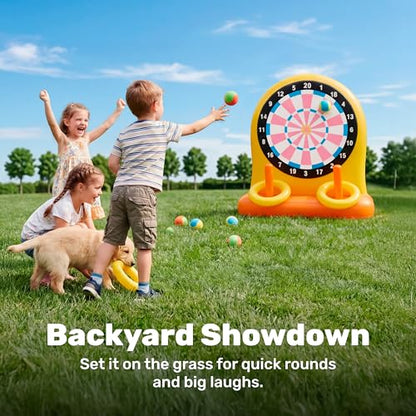 SLOOSH 2-in-1 Fun Pool Toys Set for Kids, Inflatable Dart Board & Ring Toss Game, Pool Floats Water Game Toys for Beach Yard Outdoor Ball Play, Party Birthday Gift for Kids Teen Adult