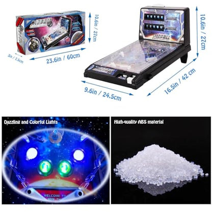 Mini Pinball Machine Game - Electronic Tabletop Pinball Toy with Lights and Digital Scoreboard, Fun Retro Arcade Machine for Kids and Adults, Party Gift
