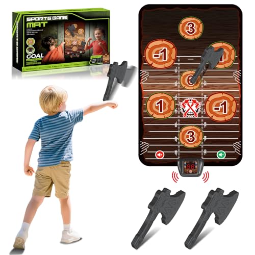TERRAMUS Axe Throwing Target Game Set, Electronic Scoring Throwing Game Toys Gifts for Kids Age of 3-10+ Years Old Boys & Girls, Backyard Indoor & Outdoor Yard Carnival Sport Party Play Game