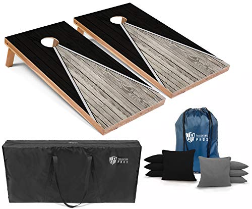 Tailgating Pros Lightweight Pyramid Design Cornhole Board Set w/Bean Bags and Carrying Case - 4'x2' Regulation Cornhole Game - color: Black/Black