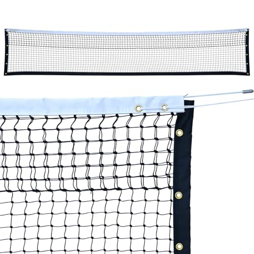 Professional Tennis Net 42ft x 3.5ft – Top 6-Row Double Layer, 2.5mm Twisted PE, 4.5cm Mesh, UV/Waterproof, 6mm Steel Cable – Complete Kit for Court, Backyard or Driveway