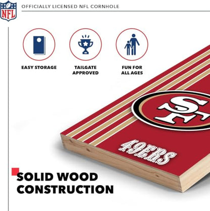 NFL 2' x 3' Solid Wood Cornhole Set with Direct Print HD Team Graphics – Great Gift for Any Football Fan! Bean Bag Toss Family Outdoor Games
