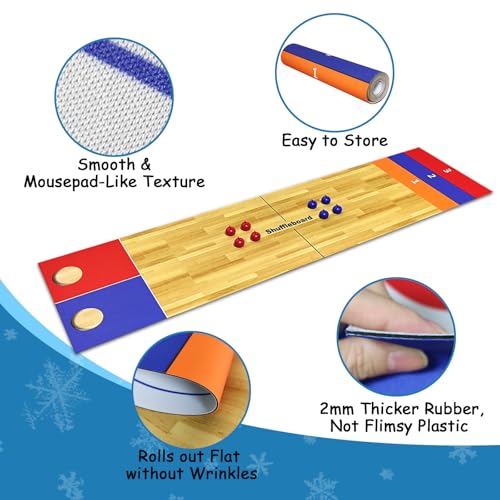 4-in-1 Tabletop Curling, Shuffleboard, Bowling & Cornhole Game - 47"(120x30cm) Family Game Set for All Ages - Easy Setup & Compact Design, Great for Home & Outdoor Fun