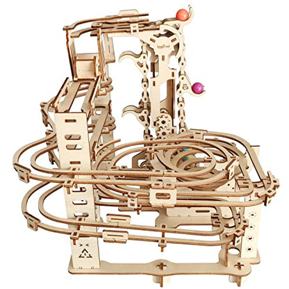 Wooden Marble Run 3D Puzzle - Wood Crafts Mechanical Marble Run Assembly Building Model Kits - Wooden Puzzle DIY Brain Teaser Puzzles - Christmas Birthday Gifts for Adults & Teens - style: Wooden Marble Run