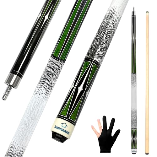 HomeSeason Pool Cue Stick 58" Billiard Cue Sticks 3D Printed Grip Professional Low Deflection Pool Sticks Maple Wood Pool Sticks 13mm Tip - color: 19oz