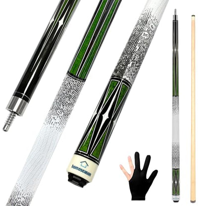 HomeSeason Pool Cue Stick 58" Billiard Cue Sticks 3D Printed Grip Professional Low Deflection Pool Sticks Maple Wood Pool Sticks 13mm Tip - color: 19oz