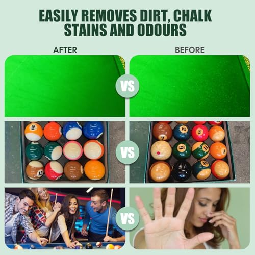 Billiard Table Felt Cleaner Spray Kit with Cloth, Pool Table Cleaning Kit for Chalk Dust, No Residue Foam Cleaner, Pool Table Accessories