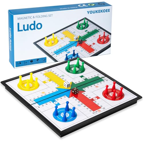 Ludo Board Game - Magnetic Folding Travel Set, Suitable for Adults and Kids, Easy to Carry, 9.78 inches in Size
