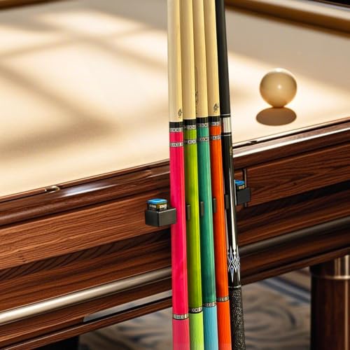 Wall Mounted Pool Cue Holder, self-adhesive Pool Cue stick Rack, Holds 5 Cues and 2 Chalk, Durable Rubber Billiard Cue Holder, Stick Holder for Pool Cues, Pool Cue Holder Claw