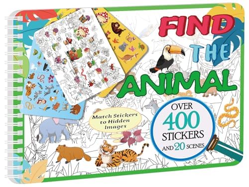 Kalysky Find the Animal Sticker Book for Kids Ages 4-8 | 400+ Stickers | Travel Activity for Plane, Car & Road Trip - color: Animal