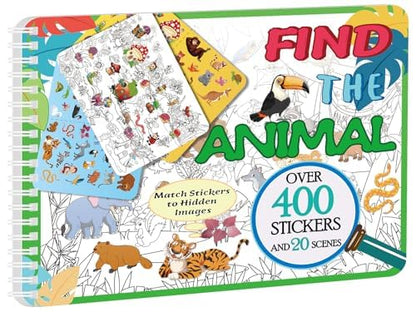 Kalysky Find the Animal Sticker Book for Kids Ages 4-8 | 400+ Stickers | Travel Activity for Plane, Car & Road Trip - color: Animal