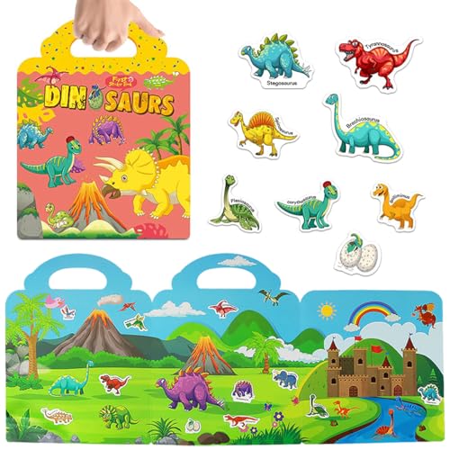 Reusable Sticker Book for Kids, 5 Sets Educational Learning Toys Travel Stickers Activity Books for Toddler Girls Boys Age 3+ Birthday Gifts - Fairy, Ocean, Farm, Dinosaur & Animals - style: Farm + Fairy tale + Ocean + Dinosaur + Animal