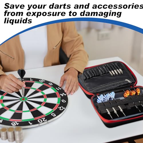 Teenyyou EVA Hard Shell Dart Case Protective Case Storage for 18 Piece Dart Set Tips Flights Shafts and More Accessories Compatible with Steel and Soft Tips