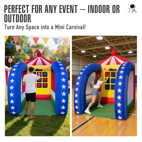 Inflatable Carnival Games — 6.5×6.5×9FT, Built-in Blower, Quick-Inflate — Tic Tac Toe (Indoor & Outdoor Game for Backyard Parties, Team Challenges & Carnival Events) - style: Tic Tac Toe