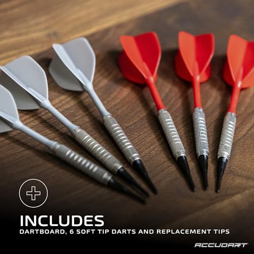 Accudart Spark Electronic Dartboard – 30 Games, 174 Variations, Computer Challenge Mode, Easy‑Read LED Scoring for Up to 8 Players – Includes 6 Soft‑Tip Darts & Extra Tips