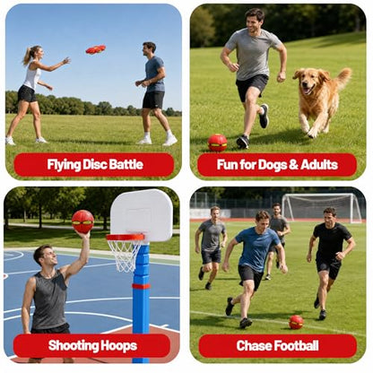 Magic Metaball, Magic Bouncing Ball, Magic Flying Saucer Interactive Pop-Up Transform Toy, Family Interaction Red Bouncy Ball, Collapsible Time Delay Frisbee Flying Disc Toy with 6 Light - color: Red