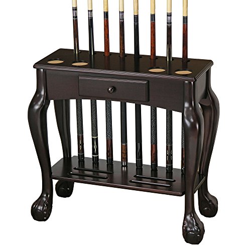 Billiard Cue and Ball rack with Drawer - color: Mahogany