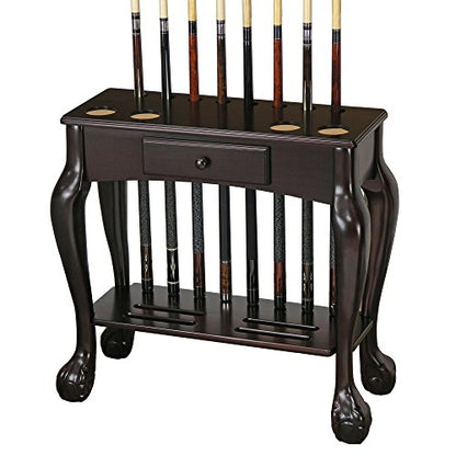 Billiard Cue and Ball rack with Drawer - color: Mahogany