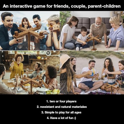 Ring Toss Game for Adults Up to 4 Players - Wooden Table Top Ring Hook Game - Easy to Assemble - Multiple Game Scenes - Classic Ring Toss Game for Adults