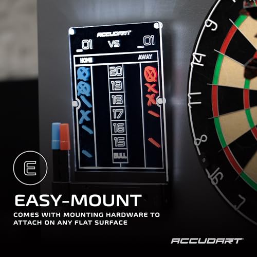 Accudart LED Dart Scoreboard - High-Vis Display - No Mess Design - Includes 1 Wipe and 2 Dry Erase Markers
