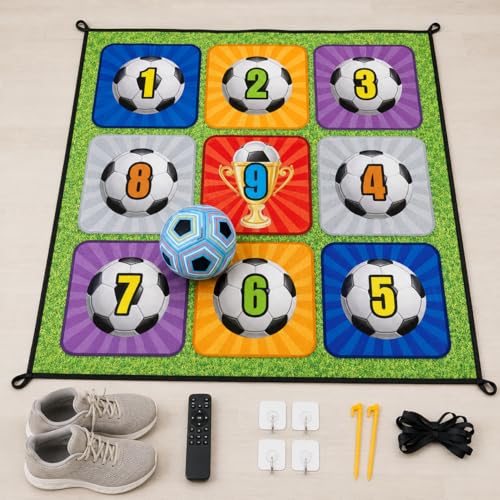 Childrens Soccer Mat, 150x150cm Velvet Soccer Target Game, Nine Grid Soccer Practice Mat 7-14, Indoor Outdoor Soccer Toys, Blue - color: Blue