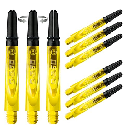 Harrows Darts 3 x Sets of Carbon 360 Dart Stems - 9 Dart Shafts in Total - Available in 3 Sizes - Tough Carbon Composite - color: yellow, size: Short