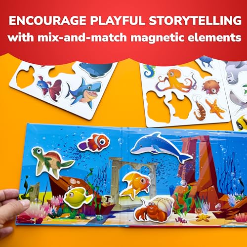 Quokka Travel Magnetic Puzzles for Toddlers 1-3 – 20+Pcs Sea Game with Playbook – Fun Travel Game Toy for Kids Ages 3-5 – Strong Magnets for Car Activities – Fun Toddler Puzzle Ages 2-4 - color: 02. Sea