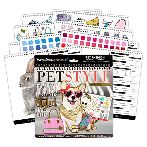 Fashion Angels Pet Fashion Sticker Stylist - 30 Style Sheets for Kids Coloring - Name, Accessorize, and Design Unique Outfits for Your Favorite Animals - Road Trip Essentials - Ages 6 and Up - style: Pet Style