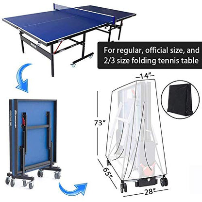 Ping Pong Table Cover Premium Heavy Duty Waterproof Cover for Outdoor & Indoor Foldable 9 x 5 FT Table Tennis Tables PVC Coating All Weather Protection Black