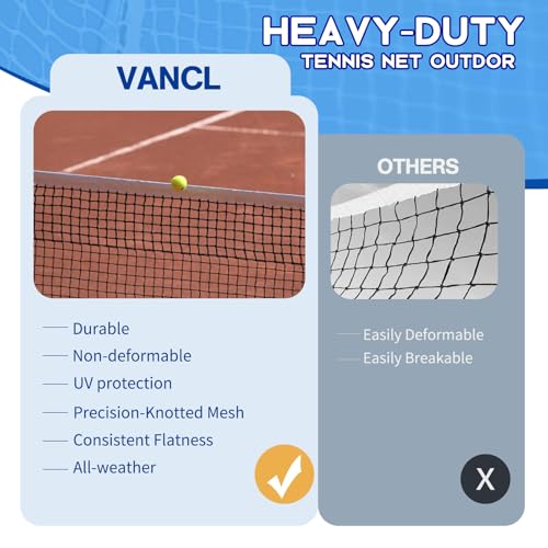Tennis Net Outdoor Heavy Duty Professional Tennis Court Net Replacement Portable Tennis Net Nylon for Standard Tennis Courts [Includes 2 Fiberglass Dowels] - style: double-layer tennis net